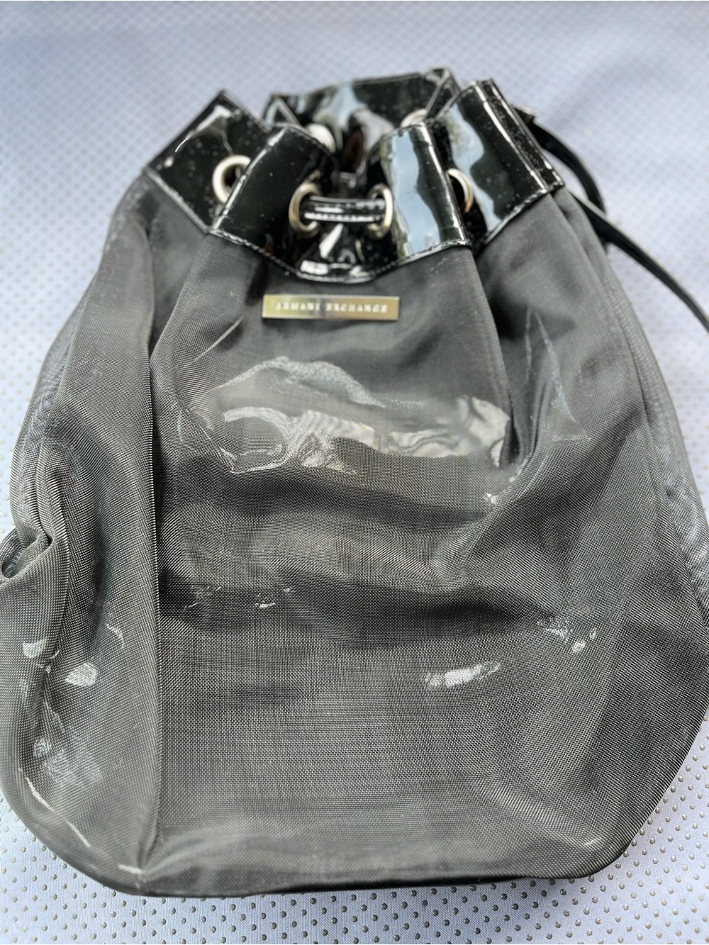 Armani Exchange Gloss Trim Black Bucket Purse